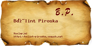 Bálint Piroska névjegykártya